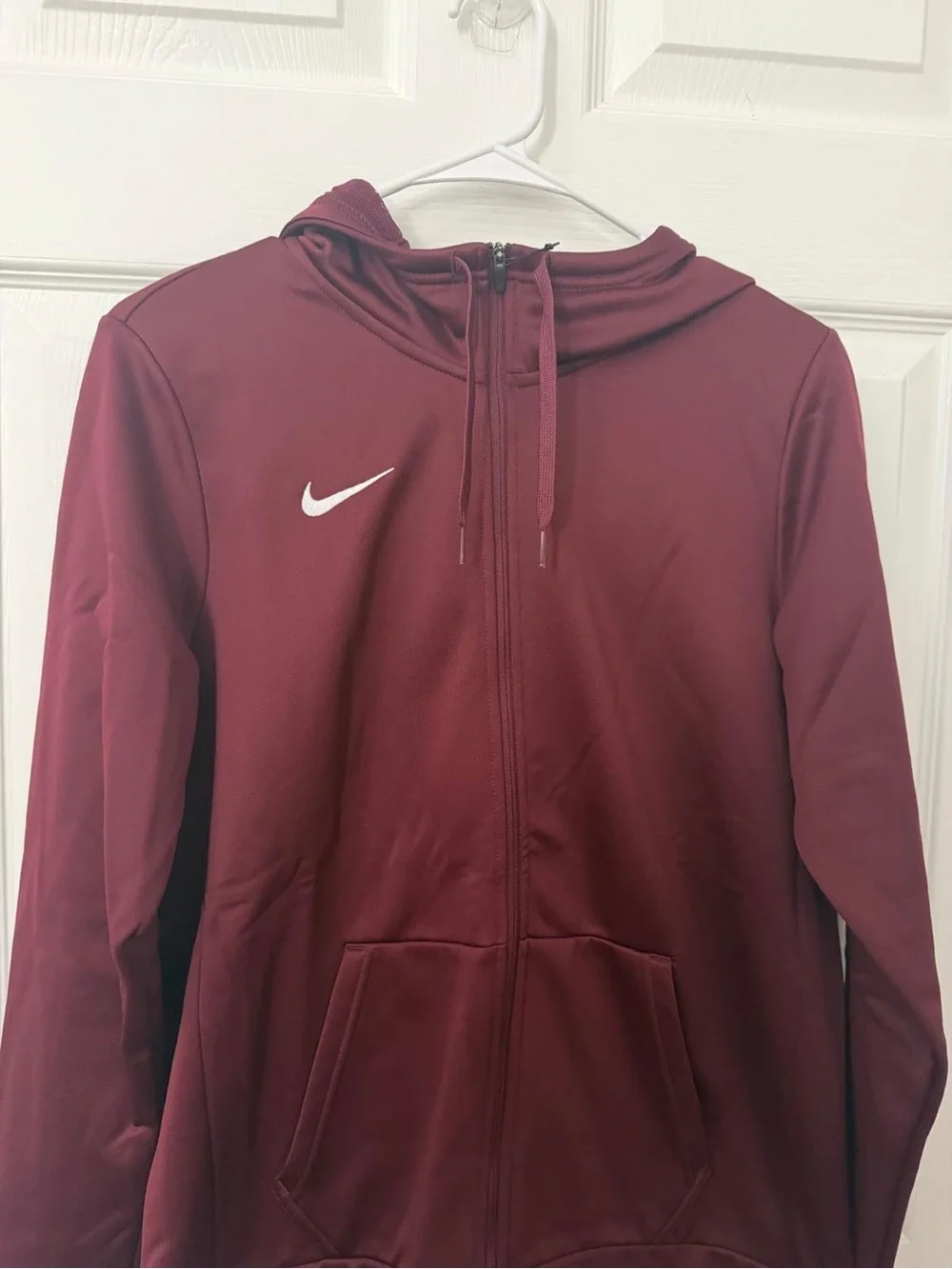 Nike Womens Dri Fit Maroon Red Full Zip Jacket Hoodie Size M Burgundy Athletic